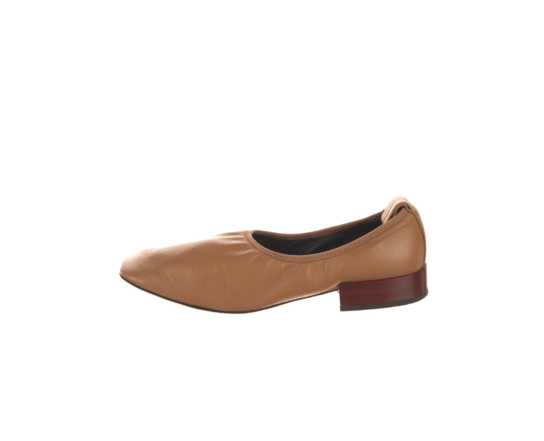nude block heel flats.